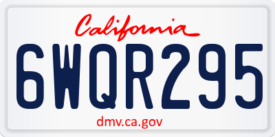 CA license plate 6WQR295