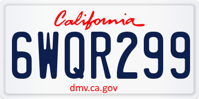 CA license plate 6WQR299