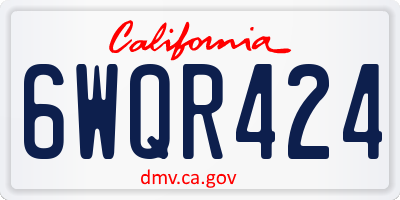 CA license plate 6WQR424