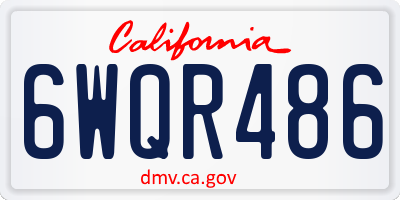 CA license plate 6WQR486