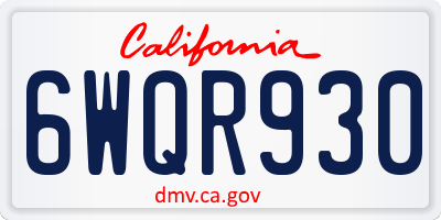 CA license plate 6WQR930
