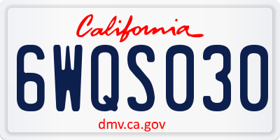 CA license plate 6WQS030