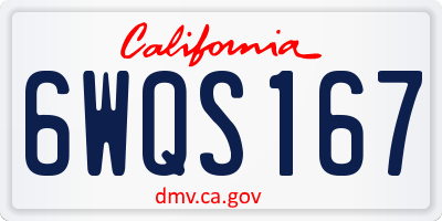 CA license plate 6WQS167