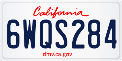 CA license plate 6WQS284