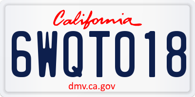 CA license plate 6WQT018
