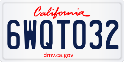 CA license plate 6WQT032