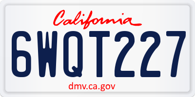 CA license plate 6WQT227