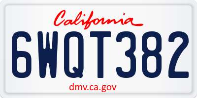 CA license plate 6WQT382