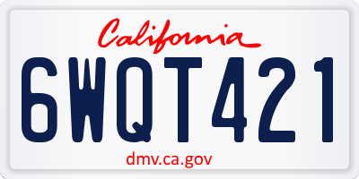 CA license plate 6WQT421