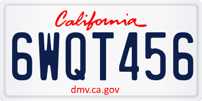 CA license plate 6WQT456