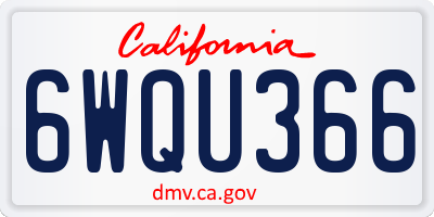 CA license plate 6WQU366