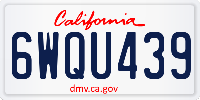 CA license plate 6WQU439
