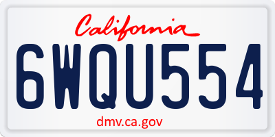 CA license plate 6WQU554