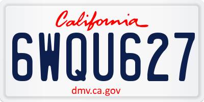 CA license plate 6WQU627