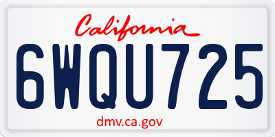 CA license plate 6WQU725