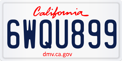 CA license plate 6WQU899