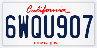 CA license plate 6WQU907