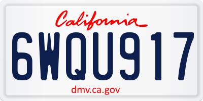 CA license plate 6WQU917