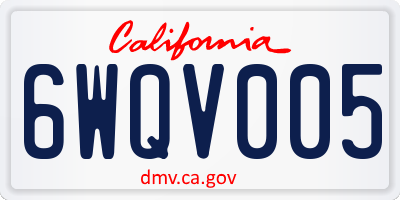 CA license plate 6WQV005