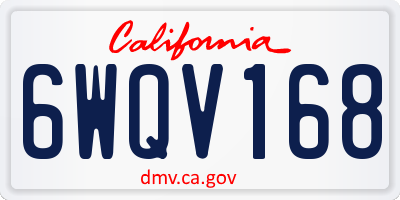 CA license plate 6WQV168