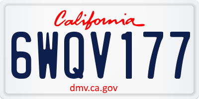 CA license plate 6WQV177