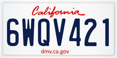 CA license plate 6WQV421