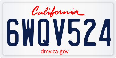 CA license plate 6WQV524