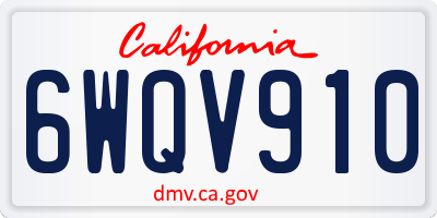 CA license plate 6WQV910