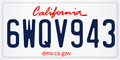CA license plate 6WQV943