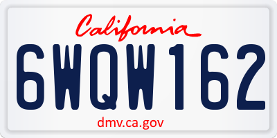 CA license plate 6WQW162