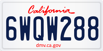 CA license plate 6WQW288
