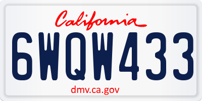 CA license plate 6WQW433