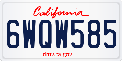 CA license plate 6WQW585