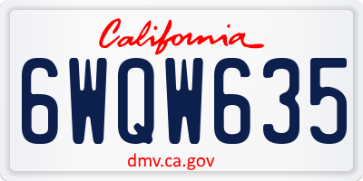 CA license plate 6WQW635