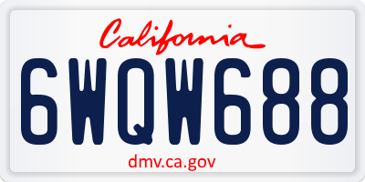 CA license plate 6WQW688