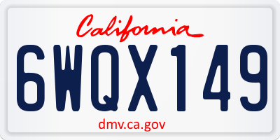 CA license plate 6WQX149