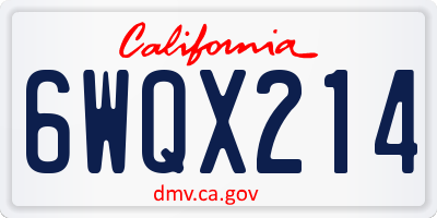 CA license plate 6WQX214