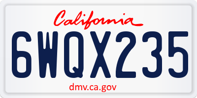 CA license plate 6WQX235