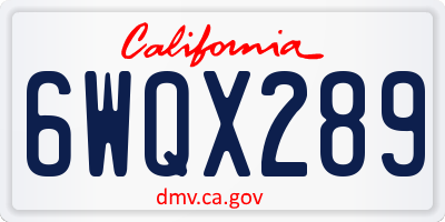 CA license plate 6WQX289