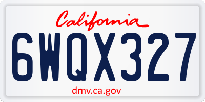 CA license plate 6WQX327