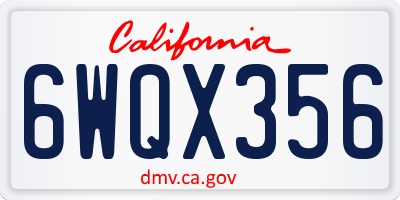 CA license plate 6WQX356