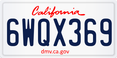 CA license plate 6WQX369