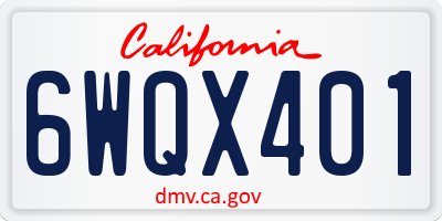 CA license plate 6WQX401
