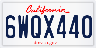 CA license plate 6WQX440