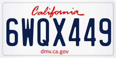 CA license plate 6WQX449