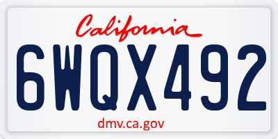 CA license plate 6WQX492