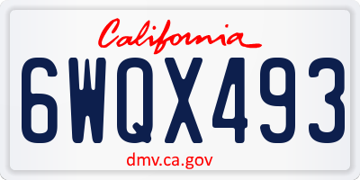 CA license plate 6WQX493