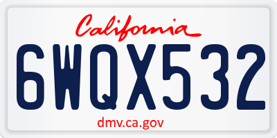 CA license plate 6WQX532