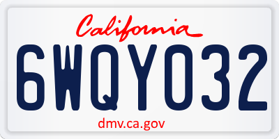 CA license plate 6WQY032