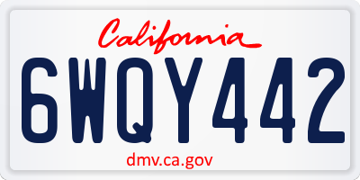 CA license plate 6WQY442